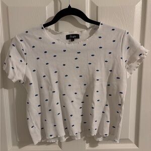 White floral baby tee